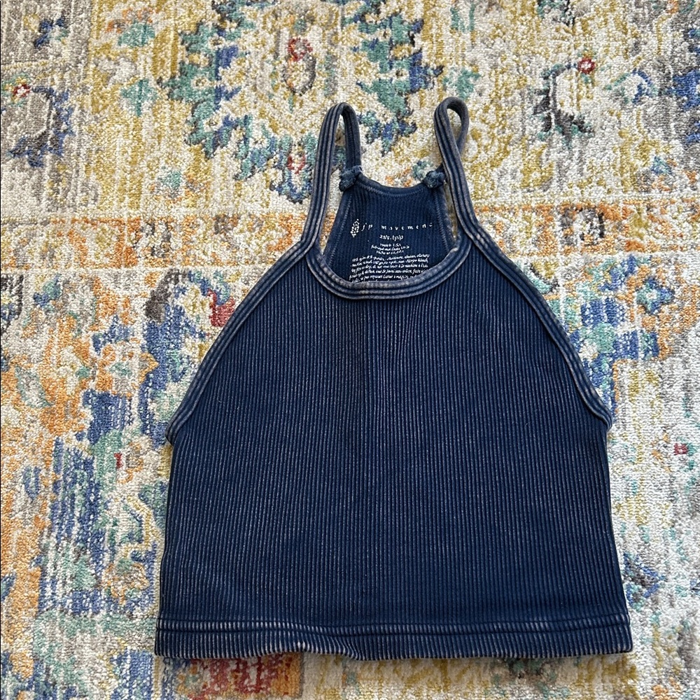 acid washed navy fp movement happiness runs cropped tank